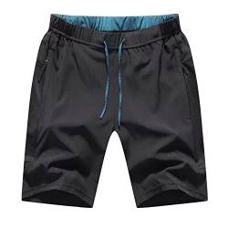 JustSun Kurze Hosen Herren Shorts Sommer Sporthose Herren Kurz Jogginghose Sport Trainingshose Laufshorts mit Reißverschluss Schwarz XL von JustSun