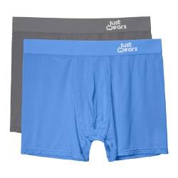 JustWears Boxer Briefs - Pack of 2 | Anti Chafing No Ride Up Organic Underwear for Men | Perfect for Everyday Wear or Sports Like Walking Cycling & Running, L, Blue & Grey von JustWears