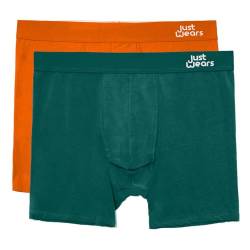 JustWears Boxer Briefs - Pack of 2 | Anti Chafing No Ride Up Organic Underwear for Men | Perfect for Everyday Wear or Sports Like Walking Cycling & Running, L, Pine & Orange von JustWears