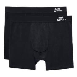 JustWears Boxer Briefs - Pack of 2 | Anti Chafing No Ride Up Organic Underwear for Men | Perfect for Everyday Wear or Sports Like Walking Cycling & Running | All Black | Medium von JustWears