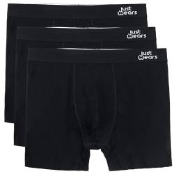 JustWears Boxer Briefs - Pack of 3 | Anti Chafing No Ride Up Organic Underwear for Men | Perfect for Everyday Wear or Sports Like Walking Cycling and Running | All Black | X-Large von JustWears