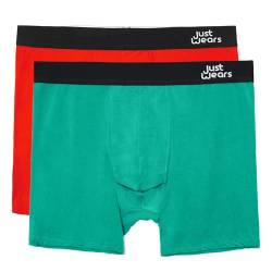 JustWears Herren Boxershorts 2er-Pack - Nicht reibend, kein Hochrutschen, Bio-Unterwäsche für Männer I Perfekt für den Alltag oder für Sport wie Radfahren, Laufen & Wandern von JustWears