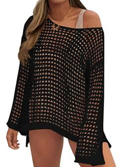 Justay Comf Gestrickte Strandkleid Damen Sommer Sexy Strandponcho Strandtunika Badeanzug Bikini Cover Up Schwarz von Justay Comf