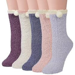 Justay Sowarm Damen Kuschelsocken Winter Flauschige Socken Korallenfleece Plüschsocken Haussocken Warme Bettsocken Geschenke Socken Wichtelgeschenke Für Frauen, Multipack von Justay Sowarm