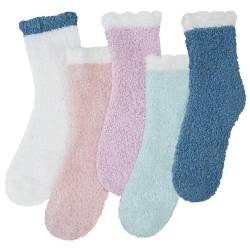 Justay Sowarm Damen Kuschelsocken Winter Flauschige Socken Korallenfleece Plüschsocken Haussocken Warme Bettsocken Geschenke Socken Wichtelgeschenke Für Frauen, Multipack von Justay Sowarm