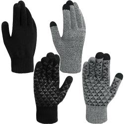 Winterhandschuhe Herren Damen Touchscreen Anti-Rutsch gestrickte Handschuhe warme Winddichte Reithandschuhe für den Winter Draussen Sport 2 Paar von Justay Sowarm