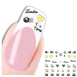 JUSTFOX - 3D Nagel Sticker Nail Art Aufkleber Tea Time London Design von Justfox