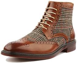 Justin Reece Herren Chukka Brogue-Stiefel mit Tweed-Details und Leder-Fußbett, Braun - Größe: 42 EU von Justin Reece England