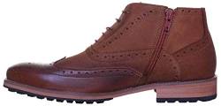 Justin Reece Herren Rugged Brogue Chukka Stiefeletten mit Reißverschluss an der Seite, Braun - Camel - Größe: 42 2/3 EU von Justin Reece England