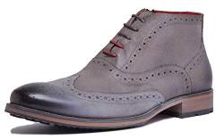 Justin Reece Herren Rugged Brogue Chukka Stiefeletten mit Reißverschluss an der Seite, Grau - grau - Größe: 46 EU von Justin Reece England