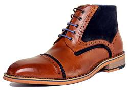 Justin Reece Hi Dennis Herren Stiefel aus mattem Leder, Braun - Brown Blue - Größe: 45 EU von Justin Reece England