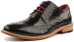 Justin Reece Lederschuhe mit Brogue-Detail, Schwarz - Schwarz - Größe: 42 2/3 EU von Justin Reece England