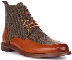 JUSTINREESS ENGLAND Austin Herren Leder und Tweed Schnürstiefeletten Klassischer Stil für smarte Anlässe, braun, 42 1/3 EU von Justinreess England