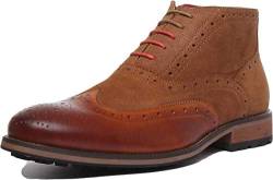 JUSTINREESS ENGLAND Bruno Herren Leder Mid Brogue Boots mit seitlichem Reißverschluss, camel, 42 2/3 EU von Justinreess England