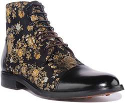 JUSTINREESS England Adam Herren Schnürstiefelette aus Leder mit Blumenmuster, Schwarz , 44 EU von Justinreess England