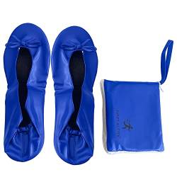 Juszt Active Faltbare Ballerinas Schuhe für Frauen mit passender Tragetasche, Blau, einfarbig, 37/38 EU von Juszt Active