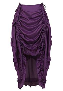 Damen Steampunk Röcke Übergrößen Spitze Asymmetrische High Low Vintage Kleid Gothic KostÜM Violett S von Jutrisujo