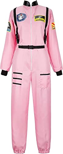 Jutrisujo Astronauten Kostüm ErwacÖsene Damen Kostüm Astronaut Weltraum Raumfahrer Halloween Cosplay Karneval Fastnacht Kleidung Rosa XL von Jutrisujo