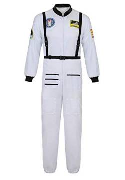 Jutrisujo Astronauten Kostüm ErwacÖsene Herren Kostüm Astronaut Weltraum Raumfahrer Halloween Cosplay Weiß 2XL von Jutrisujo