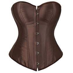 Jutrisujo Brown Corset Korsett Damen Corsage Top Korsage Satin Burlesque Vintage Große Größen Braun 2XL von Jutrisujo