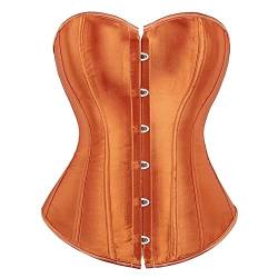 Jutrisujo Corset Korsett Damen Corsage Corsett Vollbrust Oberteil Top Korsage Satin Burlesque Renaissance Orange L von Jutrisujo