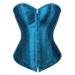 Jutrisujo Corset Korsett Damen Corsage Top Korsage Satin Burlesque Vintage Große Größen Blau 2XL von Jutrisujo