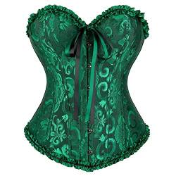 Jutrisujo Corset Korsett Damen Top Korsage Dessous Corsage Oberteil Vollbrust Vintage Burlesque Halloween Gothic Frauen Mittelalter Grün S von Jutrisujo