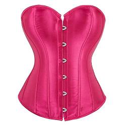 Jutrisujo Corsett Korsett Damen Corsage Corset Vollbrust Oberteil Top Korsage Satin Burlesque Renaissance Rosarot M von Jutrisujo