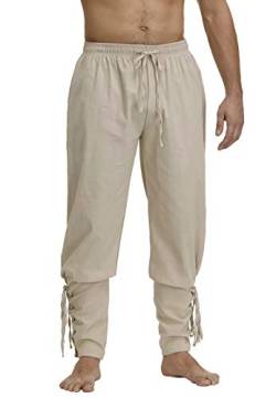 Jutrisujo Herren Mittelalter Hose Vintage Freizeithose mit Taschen Renaissance Piratenhose Cosplay Kostüm Hose Herren Lang Khaki 3XL von Jutrisujo