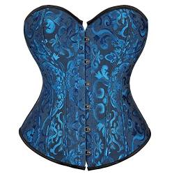 Jutrisujo Korsett Corsage Damen Corset Bustier Top Vollbrust Spitze Elegant Vintage Gothic Frauen übergröße Burlesque Blue L von Jutrisujo