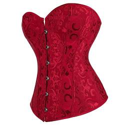 Jutrisujo Korsett Corsage Damen Corset Bustier Top Vollbrust Spitze Elegant Vintage Gothic Frauen übergröße Burlesque Weinrot M von Jutrisujo