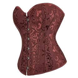 Jutrisujo Korsett Damen Braun Corsage Corset Bustier Top Vollbrust Spitze Elegant Vintage Gothic Frauen übergröße Burlesque L von Jutrisujo