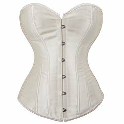 Jutrisujo Korsett Damen Corset Corsage Vollbrust Top Korsage Satin Burlesque Renaissance Aprikose Cremefarbe M von Jutrisujo