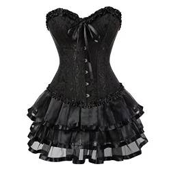 Jutrisujo Korsett Damen Rock Corset Dress Corsagenkleid Kleid Burlesque Gothic Frauen Schwarz L von Jutrisujo