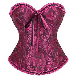 Jutrisujo Korsett Damen Top Corsett Korsage Dessous Corsage Vollbrust Vintage Burlesque Halloween Gothic Frauen Große Größe Rosa S von Jutrisujo