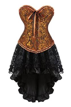 Jutrisujo Korsett Kleid Damen Corsage Reizwäsche Corset Dress Corsagenkleid Halloween Gothic Vintage Burlesque Mittelalter Gelb S von Jutrisujo