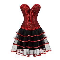 Jutrisujo Korsett Rock Corset Dress Corsagenkleid Kleid Burlesque Gothic Frauen Rot L von Jutrisujo