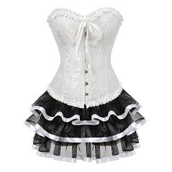 Jutrisujo Korsett Rock Corset Dress Corsagenkleid Kleid Burlesque Gothic Frauen Schwarz Weiß L von Jutrisujo