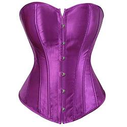 Jutrisujo Korsett Top Corsage Damen Purple Corset Vollbrust Bluse Gothic Satin Burlesque Vintage Violett XS von Jutrisujo