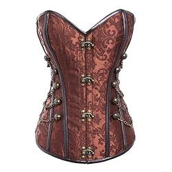 Jutrisujo Steampunk Korsett Damen Corset Busiter Top Corsage Vollbrust Steam Punk Burlesque Pirat Braun S von Jutrisujo