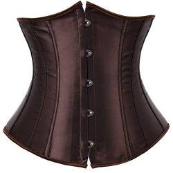 Jutrisujo Unterbrust Korsett Damen Braun Top Underboob Corset Unterbrustcorsage Gothic Burlesque Vintage Große Größen Brown 3XL von Jutrisujo