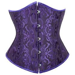 Jutrisujo Unterbrust Korsett Damen Corset Corsage Underboob Halbbrust Top Gothic Elegant Burlesque Vintage Violett M von Jutrisujo