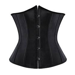 Jutrisujo Unterbrust Korsett Damen Underboob Corset Corsage Halbbrust Top Gothic Unterbrustkorsett Burlesque Vintage Schwarz 7XL von Jutrisujo