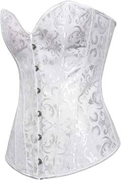 Jutrisujo Weißes Korsett Damen Corsage Vollbrust Corset Bustier Top Elegant Vintage Gothic Brautkleid Bluse 2XL von Jutrisujo