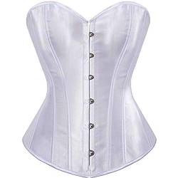 Jutrisujo Weißes Korsett Top Corsage Damen White Corset Vollbrust Bluse Gothic Satin Burlesque Vintage L von Jutrisujo