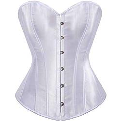 Jutrisujo Weißes Korsett Top Corsage Damen White Corset Vollbrust Bluse Gothic Satin Burlesque Vintage XS von Jutrisujo