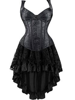 Jutrisujo korsett Corsagenkleid rock kleid corsage korsage schultergurt damen vollbrust bustier gothic burlesque Schwarz L von Jutrisujo