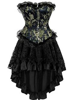 Jutrisujo korsett Corsagenkleid rock kleid corsage korsage schwarz damen vollbrust bustier gothic burlesque Blau 6XL von Jutrisujo