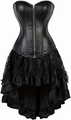 Jutrisujo korsett leder Corsagenkleid rock kleid corsage korsage schwarz damen vollbrust bustier gothic burlesque 4XL von Jutrisujo