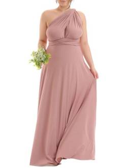 Juvell Abendkleid Plus Size - Brautjungfernkleid lang - Maxi-Kleid Curvy - Große Größen -Wickelkleid Curvy - Hochzeit-Abiball - festliches Kleid - 1000-C (46-50, Altrosa) von Juvell